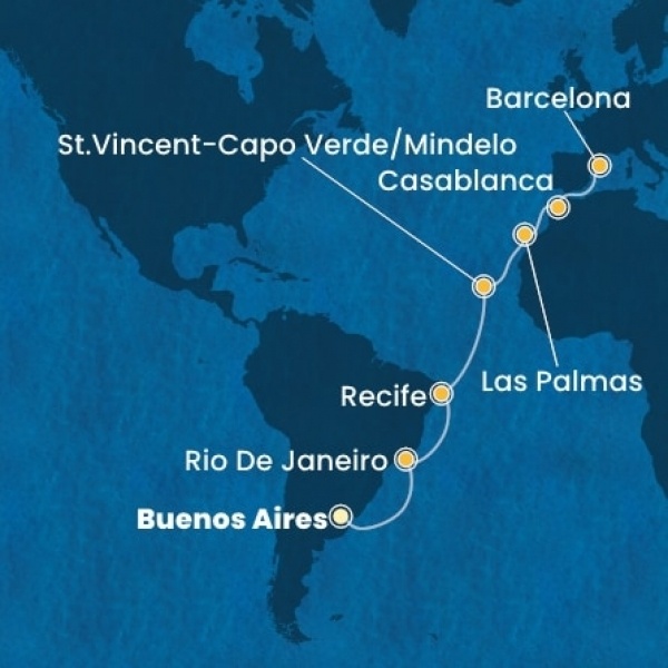 Costa Favolosa - Argentína, Brazília, Zöld-Foki Köztársaság, Kanári-szigetek, Marokkó, Spanyolország