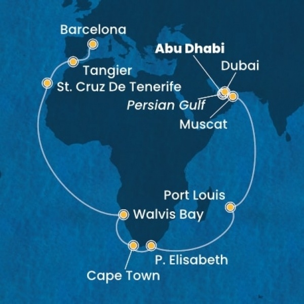 Costa Smeralda - Egyesült Arab Emirátusok, Omán Szultánság, Mauritius, South Africa, Namibia, Kanári-szigetek, Marokkó, Spanyolország