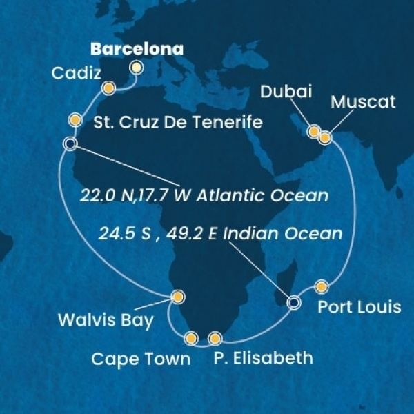 Costa Smeralda - Spanyolország, Kanári-szigetek, Namibia, South Africa, Mauritius, Omán Szultánság, Egyesült Arab Emirátusok