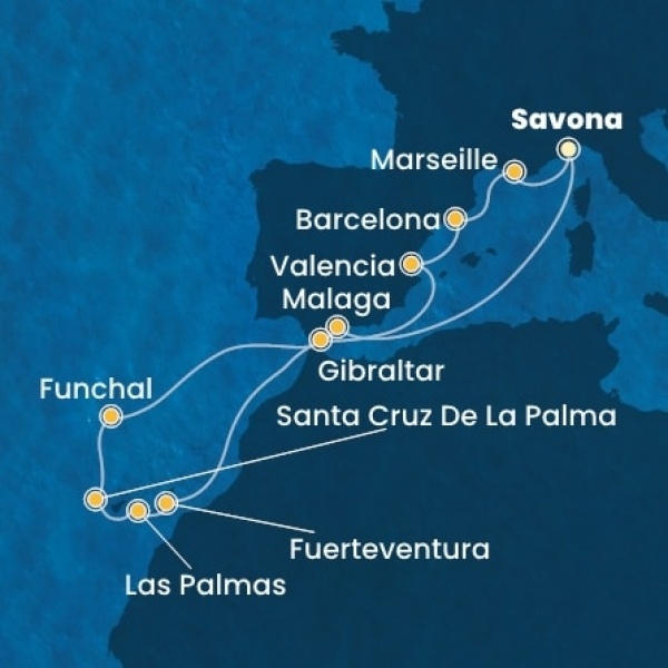 Costa Fortuna - Olaszország, Spanyolország, Kanári-szigetek, Madeira, Gibraltár, Franciaország